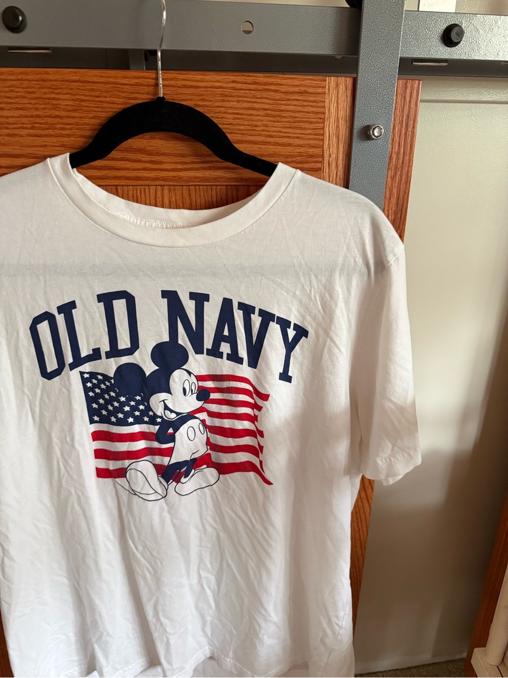 Old Navy White Mickey Mouse American Flag Graphic Tee